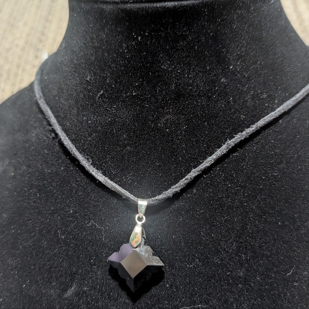 Black Obsidian Star of David Pendant Necklace 925 Sterling Silver Hexagram Goth